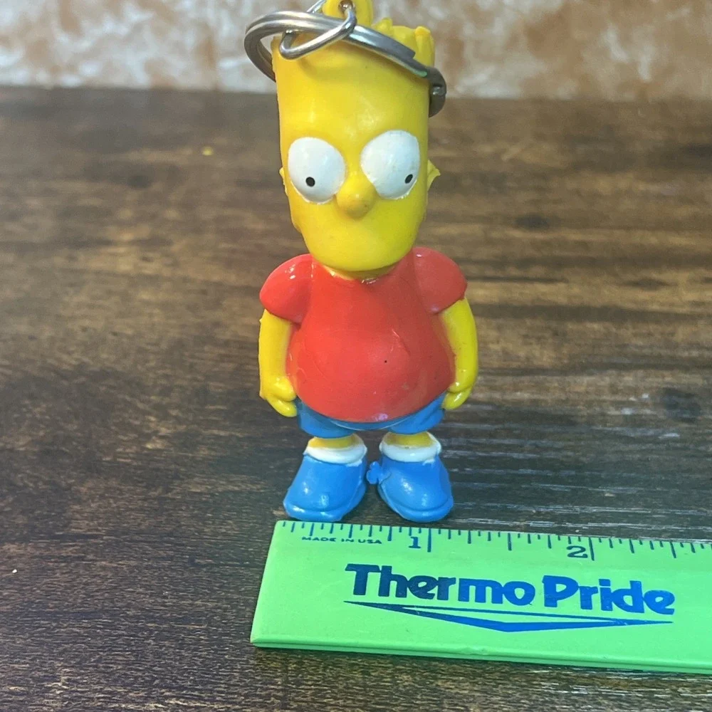 Bart Simpson Keychain Vintage 1990 The Simpsons Keyring PVC KeyTag Toy Gift